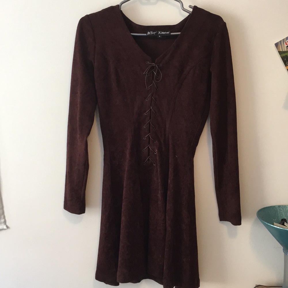 Betsy Johnson Brown Faux Suede Dress